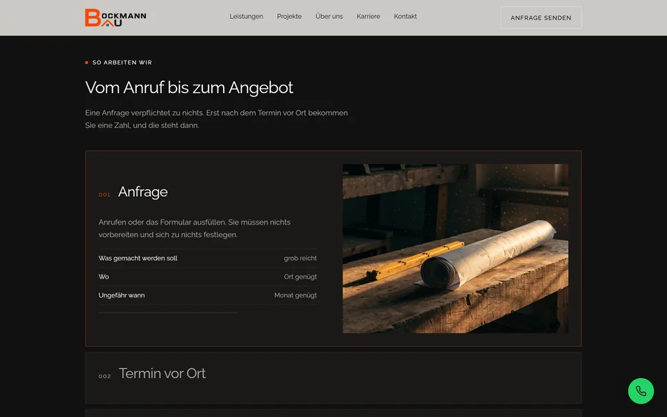 Website von Bockmann Bau