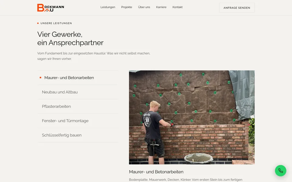 Website von Bockmann Bau