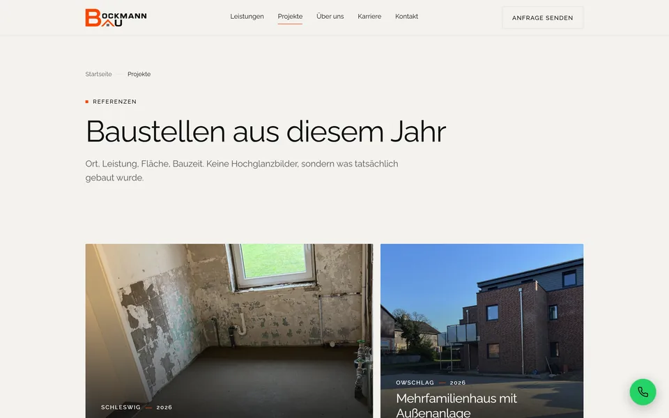 Website von Bockmann Bau