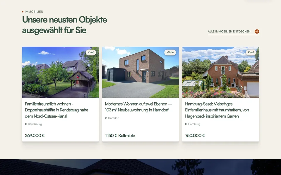 Website von Nordtraum Immobilien