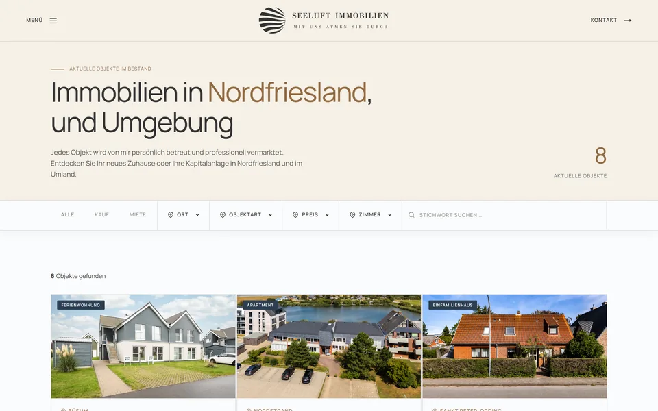 Website von Seeluft Immobilien